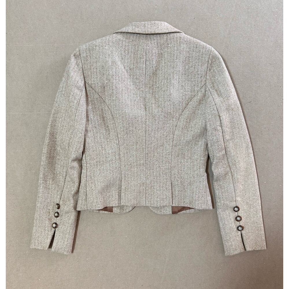 Vintage Bebe Tan Wool Blend Blazer Jacket Herringbone Women’s 6 Y2K Preppy - Picture 7 of 7